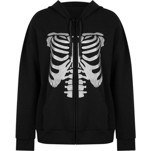 Y2K Gothic Sweatshirt Black Oversized Hoodie Women Long Sleeve 90S Vintage Printing Skull Grunge E-girl Autumn Harajuku Clothes