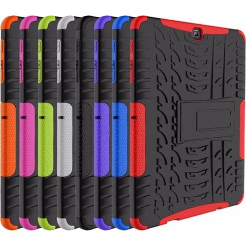 Heavy Duty Armor Tire Style Hybrid TPU PC Hard Case For Samsung GALAXY Tab S2 9.7 SM T810 T815 T813 T819 Tablet Case +PenFilm