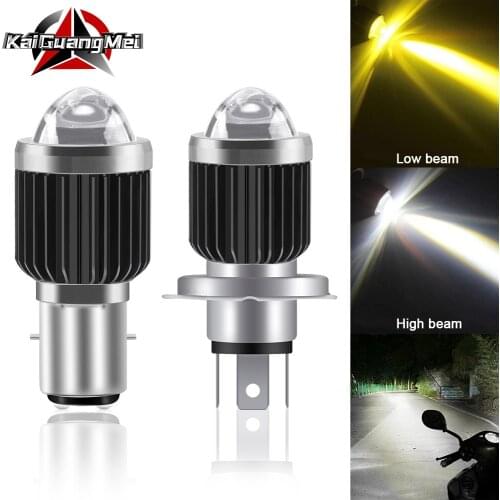 1×Motorcycle LED Headlight BA20D H6 H4 6000k Super Bright Hi Lo Beam White Yellow CSP Lens Motorbike Electric Vehicle Bulbs 12v