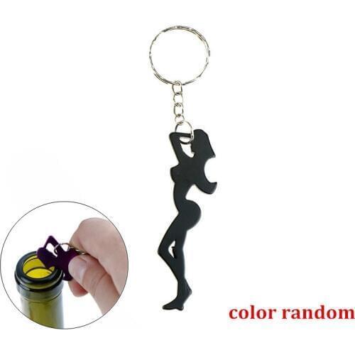 1pcs Fashion Beauty Shape Aluminum Alloy Bottle Opener Beer Keychain Portable Bar Tool