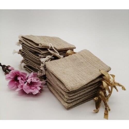 1000pcs Silk Ribbon/Cotton Jewelry Bag Sack Jute Jewelry Packaging Linen Bags Sachet Gift Bag Storage Charm Candy Drawstring Bag