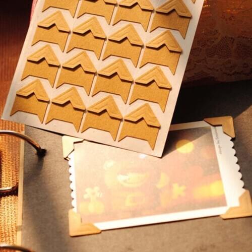 120 pcs/lot (5 sheets) DIY Vintage Corner kraft Paper Stickers for Photo Albums Frame Photo Albums Decoration Scrapbooking