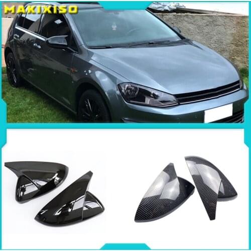 2 pieces for VW Golf 7 MK7 7.5 GTD R GTI Touran L E-GOLF Side Wing Mirror Cover Caps Bright Black RearView Mirror Case Cover