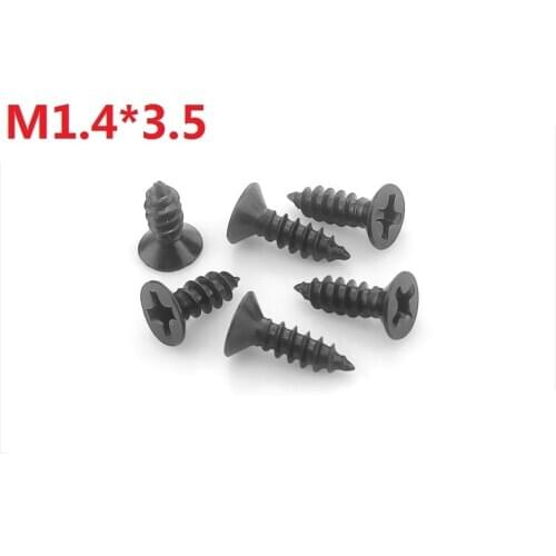 2000PCS M1.4*3.5 Black flat head Phillips drywall screw Countersunk Head Self tapping Electronic Screws