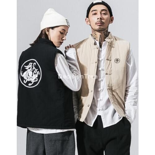 2021 chinese traditional linen vest loose gown clothing men top kung fu shirt tang suit hanfu breathable men vest streetwear