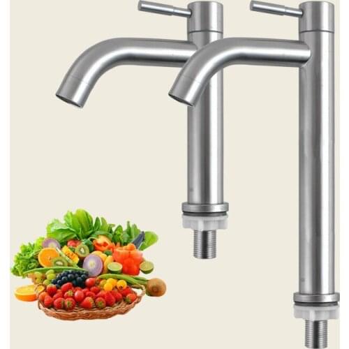 304 Stainless Steel Single Cold Quickly Open Type Kitchen & Basin Faucet Rust And Corrosion Resistance Bathroom Sink Water Tap