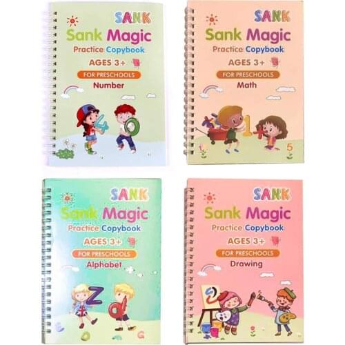 4 books/set Writing Paste Calligraphy Handwriting Copybook Set Writing Board Tracing Book for Kid Calligraphic Letter Writing