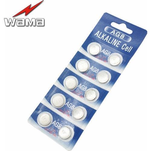 50pcs/lot Wama AG8 1.5V Alkaline Button Cell Coin Battery LR1120 391 381 Wholesales Disposable Batteries for Calculator Toys