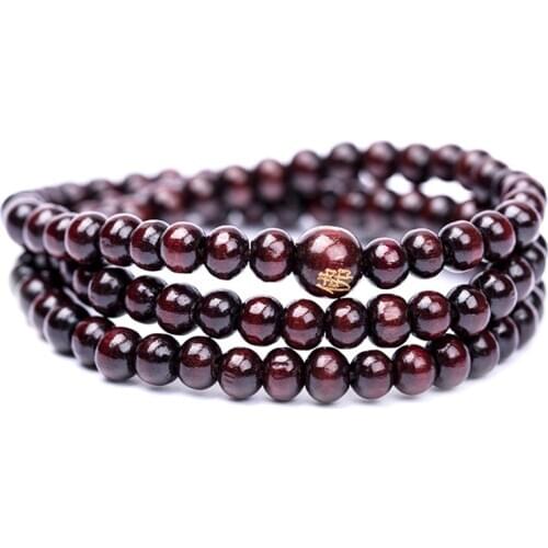 6mm*108 Natural Red Sandalwood Bead Prayer Japa Rosary Mala Bracelet Tibetan Buddhist meditation Wooden Rosary Beaded