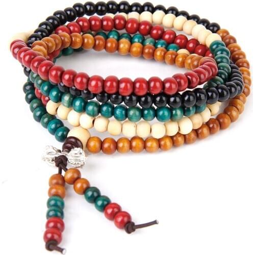 6mm Multicolor Tibetan 216 pcs Beads Buddha Buddhist Bracelet Necklace Multi-color
