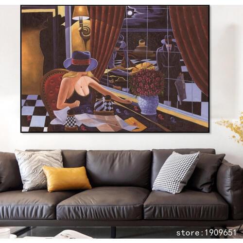 Cotton no frame abstract figures fashion woman canvas printings oil painting printed on cotton hotel wall art decoration picture