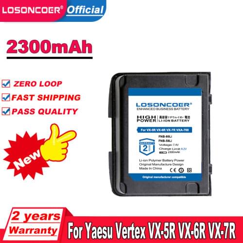 LOSONCOER 2000mAh Replacement Li-ion Battery FNB-80Li FNB-58Li Two-way Radio For Yaesu Vertex VX-5R VX-6R VX-7R VXA-700 VXA-710