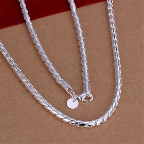 Hot Popular fine 4MM Twisted rope chain 925 Sterling Silver Necklace for woman mens Holiday gifts party wedding Jewelry