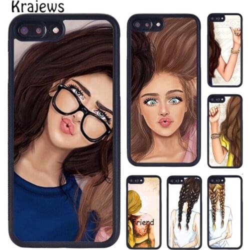 Krajews Cool Girls Brunette Blonde Best Friends Matching Phone Case For iPhone X XR XS 11 12 Pro MAX 7 8 Plus Samsung S7 S8 S9