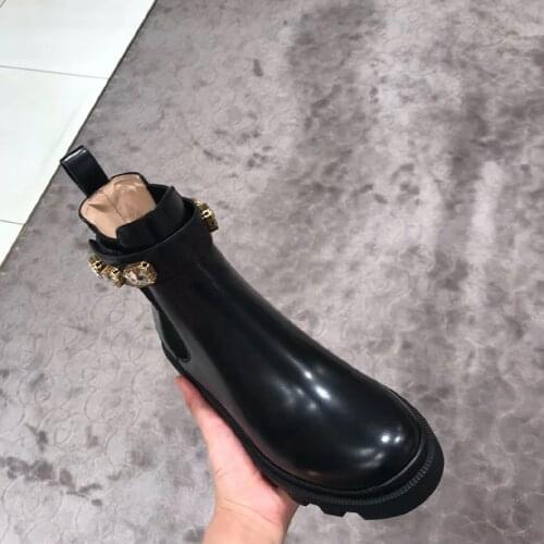 Black Womens Luxury Ankle Boots Women Chelsea Chunky Low Heel Boots Female Platform Shoes Ladies Spring New G Brand Booties