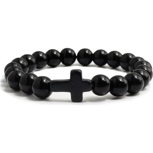 8MM Bead Natural Stone Black Matte bohemian Beaded Bracelet For Men Yellow Turquoises Charm Bracelets Elastic Friendship Bangles