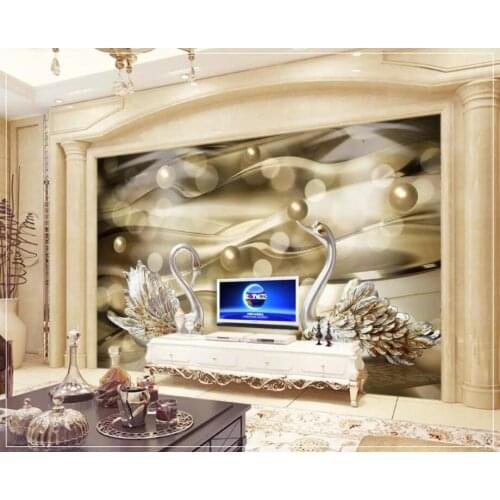 CJSIR Custom Wallpaper Golden Silk Swan Pearl Dream Atmosphere TV Background Wall Living Room Bedroom Murals 3d Wallpaper