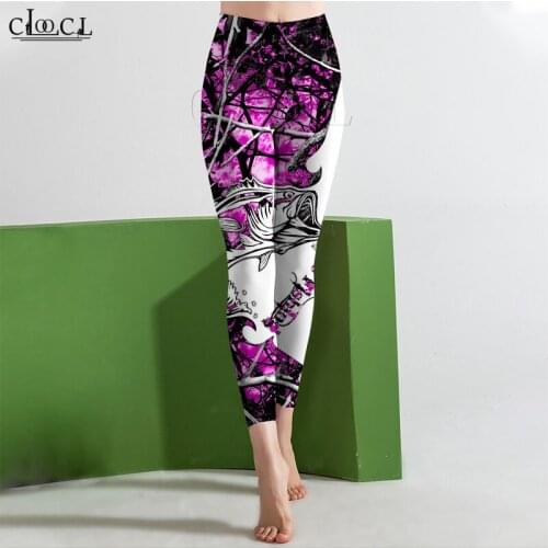 CLOOCL Womens Leggings Bass Carp Fishing Printed High Waist Elasticity 3D Koi Fish Sweatpants for Women Fitness Pants