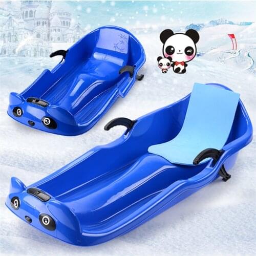 Children Sleds Outdoor Winter Plastic Skiing Boards Adult Snow Sleds Two Brakes Light Weight Thicken Plastic Ski Pad Toboggan