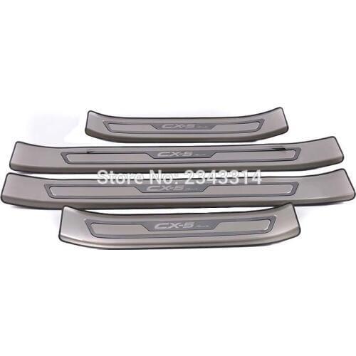 For 2017 Mazda CX-5 Stainless Steel Door Sill Scuff Kick Plate Protector Trim Guard Pedal Sticker Cover Car Styling Accessories