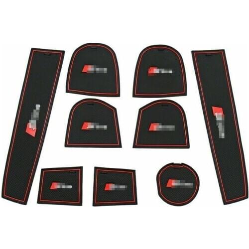 For Audi Q5 9pcs Non-slip Interior Door Cup Holder Rubber Mats Red Line