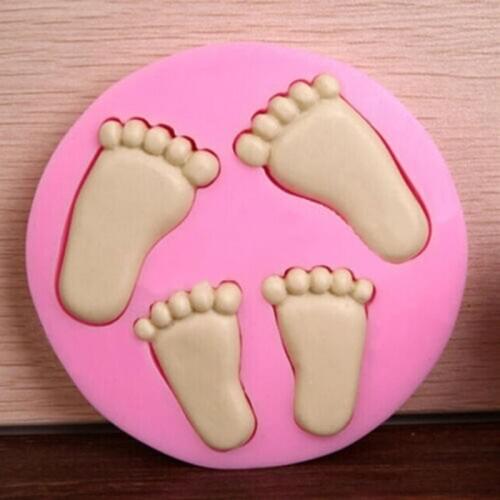 Cute Silicone Baby Foot Mold For Cake Decoration Fondant 3D Feet Mould Moldes De Silicone Baking Pink Cake Decorating Tools