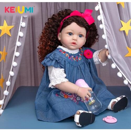 KEIUMI 23 Inch As Princess Reborn Full Body Silicone Baby Doll Toys Realistic Bebe Toddler Boneca Bath Toys Doll Kid 's Gift