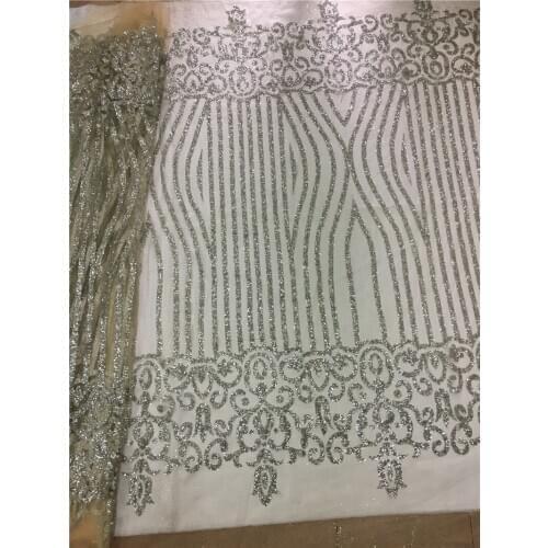 Cream Mesh and Grey Mesh with Silver Glued Glitter Tulle Mesh Lace Fabric for Sawing / Evening Dress/Stage Decoration JRB-102308