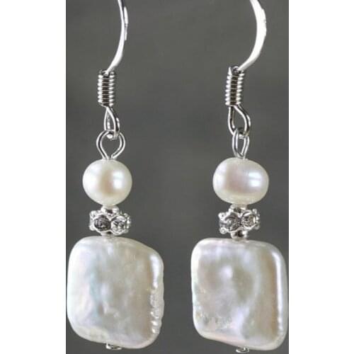 Square pearl drop earrings earring handmade