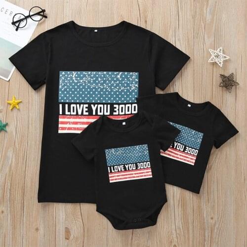 2020 Hot TALLOLY American neutral family wear short-sleeved letter T-shirt Independence Day parent-child wear