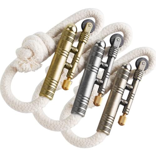 Metal Windproof Kerosene Lighter Source Retro Vintage Tinder Rope Lighter Portable Survival Shepherds Lighter Outdoor Camping