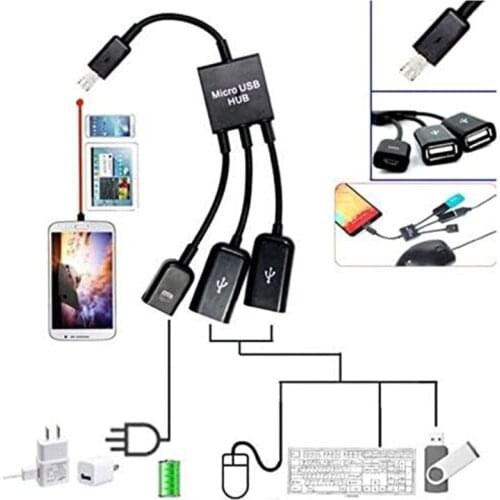 Micro USB Hub USB OTG Extension Adapter, USB Connectors 3 in 1, Phone Charger Cable Hub 3-Port Charging Sync Cable