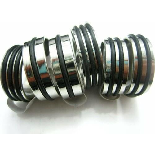 MIXMAX 100pcs ring mens womens rubber band stainless steel rings mixed styles jewelry wholesale lots bulk