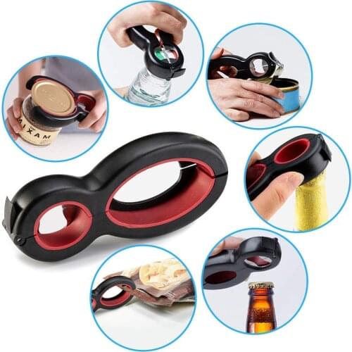 6 in 1 Multi Function Bottle Opener Tool Jar Opener Gripper Pull Tab Can Opener Manual Lid Twist Off Gripper Beer Top Remover