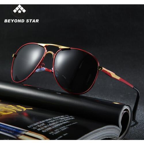 BEYONDSTAR Trendy Aviation Polarized Sunglasses Mens Luxury Brand Designer Retro Glasses Black Gold Frame Lentes De Sol G8722