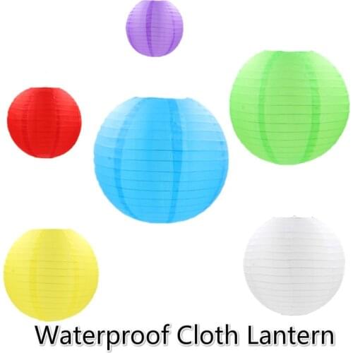 New (1Pc/Lot) 14''(35cm) Round Chinese Waterproof Cloth Lanterns for Wedding Party Decorations Sky Lanterns Halloween Decoration