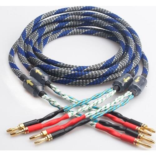 HIFI Updated Version pair of audio speaker cables OFC core production of amplifier front and rear decoder audio cable