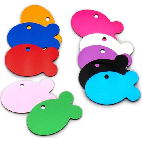 Wholesale 100Pcs Fish Personalized Dog Pet ID Tag Engraved Pet ID Name for Puppy Dog Collar Tag Pendant Keyring Pet Accessories