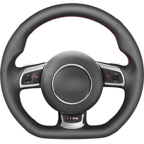 Hand-stitched Black PU Faux Leather Car Steering Wheel Cover for Audi TT RS (8J) 2009-2014 RS 3 (8P) Sportback RS 6 (C6)
