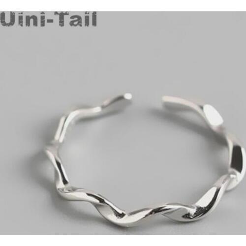 Uini-Tai Hot Selling New 925 Sterling Silver Simple Sweet Wave Glossy Open Ring Personality Creative Small Wave High Quality