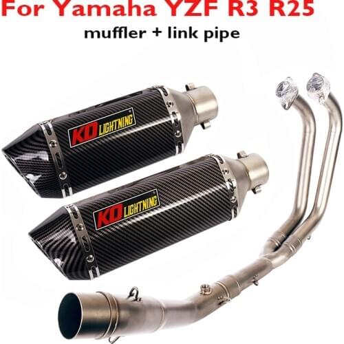 For Yamaha YZF R3 R25 Slip on Motorcycle Exhaust System Muffler Silencer Escape with DB Killer Link Connector Section Tube