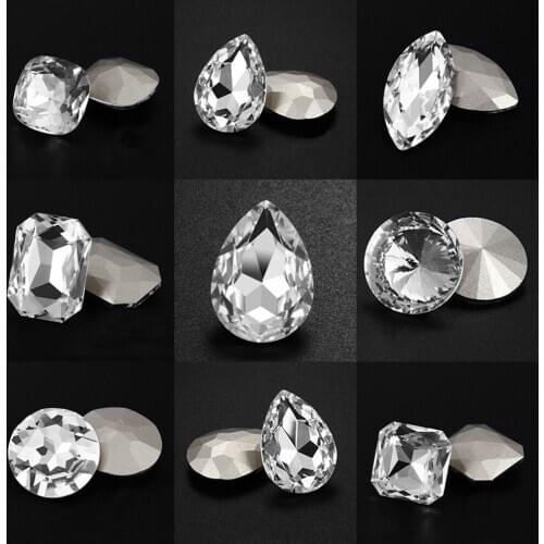 High Quality 30pcs Shiny Water Drop Sew On Rhinestone Sewing Crystal Beads Women DIY Jewelry For Wedding Dress Clothes