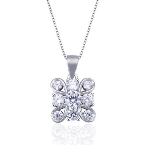 YJBD002358 New Fashion Four-leaf S925 Sterling Silver Collarbone Pendant Girls with Zircon Accessories Women Jewelry