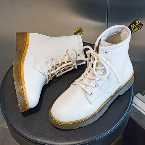 Boots Female women shoes Ankle 2020 Autumn British Wind Genuine Leather Thick With Short Boots Motorcycle Martin shoes-2