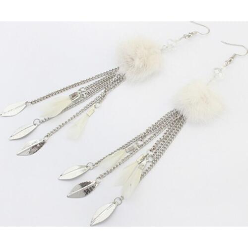 Women Ball Pendant Dangling Earrings, Colorful Girls Boho Jewelry Christmas Drop Earring With Leaf Charms