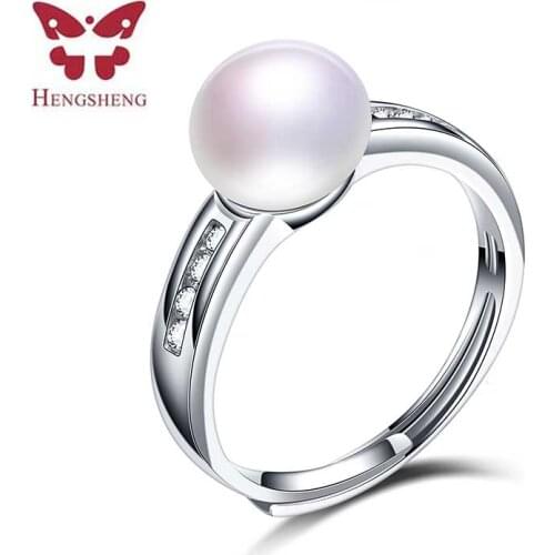HENGSHENG 2019 Trendy Noble White Natural AAAA 9-9.5mm Freshwater pearl free size ring for women gift with 100% Bridal Jewelry