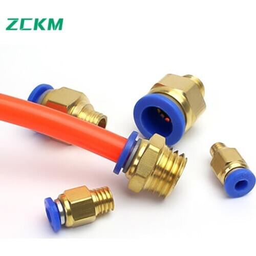 ZKCM PC Pneumatic Air 4mm Hose M5 M6 M8 Male Thread Air Nipple Brass Quick Coupling