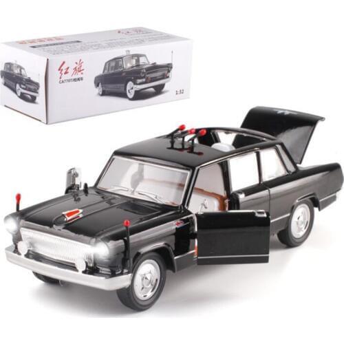 1:32 Metal Alloy China Classic red flag sedan parade Auto Car Model Pull back Diecast Vehicles Toys F Children toy model display