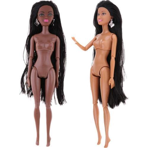 1pcs Plastic 11 Joint Black Nude Doll Body 29cm Naked African Body with Head for 1/6 doll DIY Toy Doll Accessories Gift