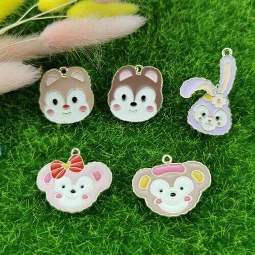 10pcs cartoon Monkey bear rabbit charms enamel charm for jewelry making fashion earring pendant bracelet necklace charm F684